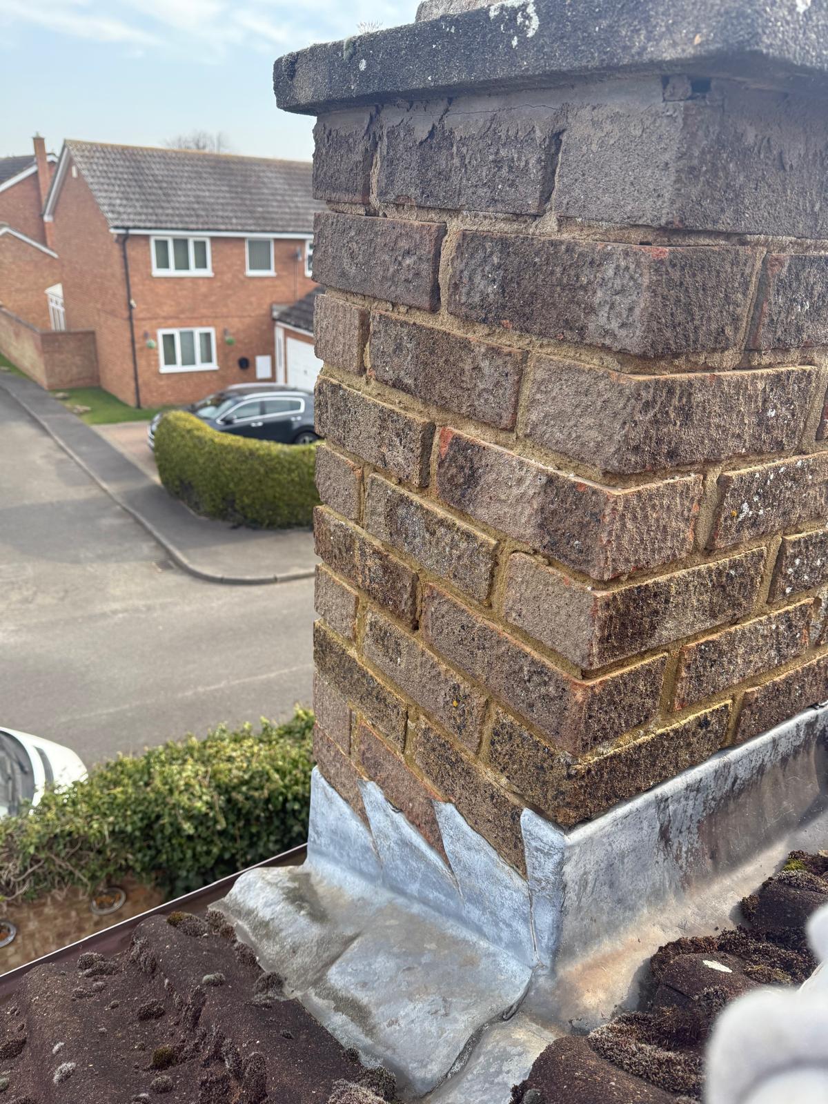 Chimney breast repointing and lead flashing
