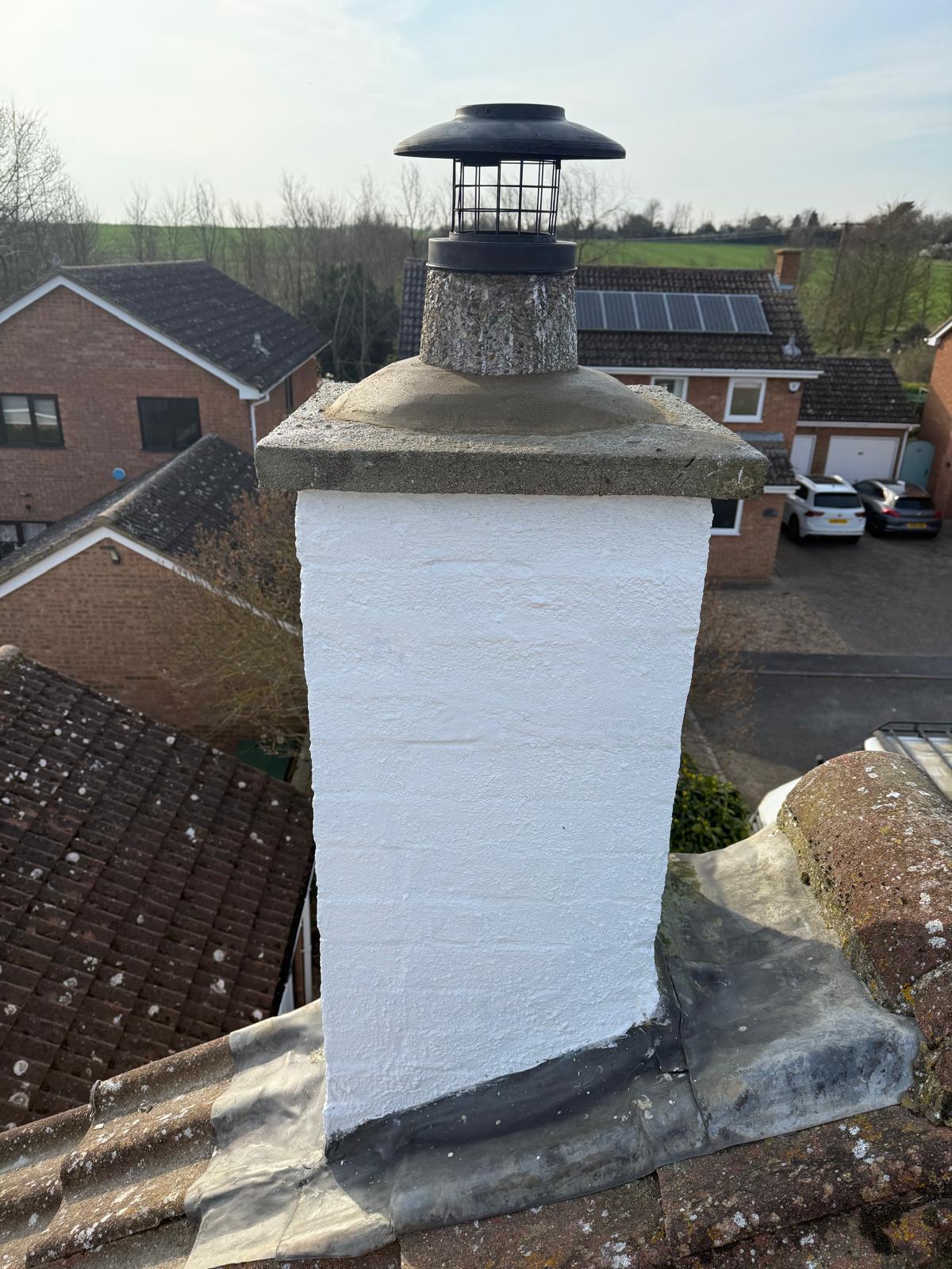 Chimney stack with bird guard